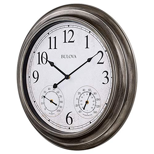 Bulova C4125 Block Island Wall Clock, Aged Silver-Tone