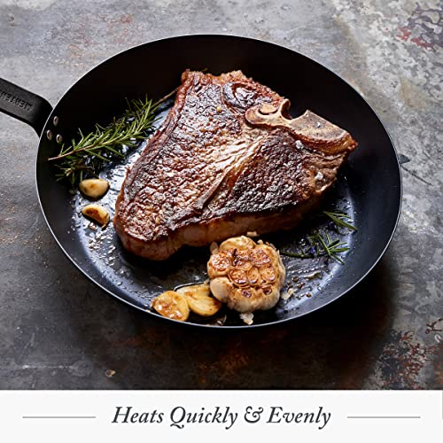 8-Inch Pre-Seasoned Carbon Steel Frying Pan Skillet - Black, Ready to Cook