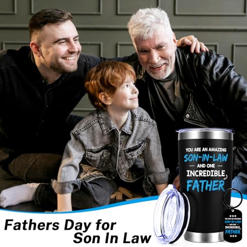 Qtencas Son-In-Law 20oz Insulated Travel Tumbler – You Are an Amazing Son-In-Law & One Incredible Dad – Black