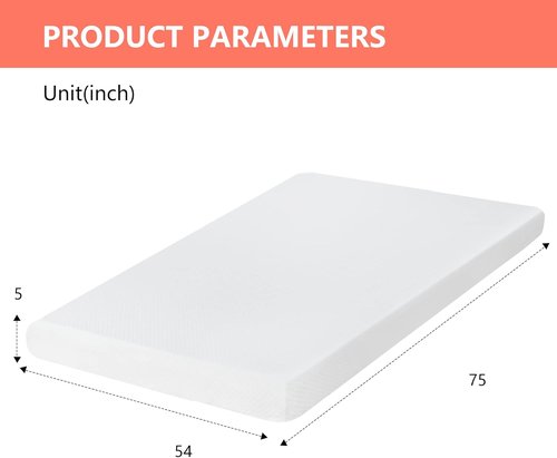 FDW 5-Inch Gel Memory Foam Mattress - Medium Firm | Pressure Relief & Cooling | White Bed in a Box