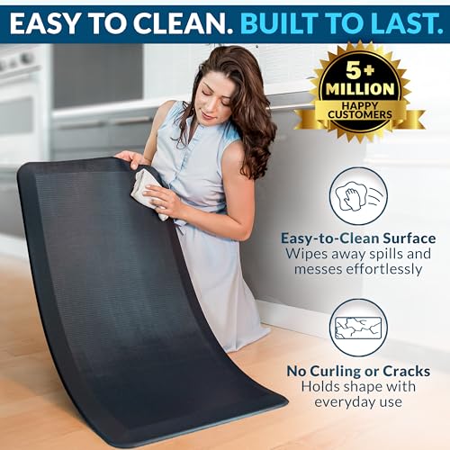 ComfiLife 20x32 Inch Anti Fatigue Floor Mat – Thick Cushioned Kitchen & Standing Desk Rug, Non-Slip, Stain-Resistant, Black