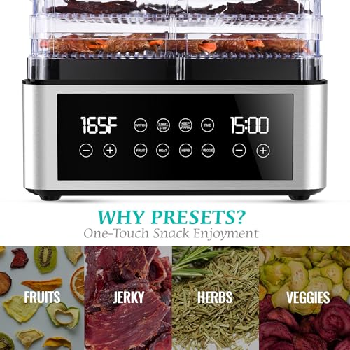 Food Dehydrator with 5 BPA-Free Trays - 11.4-Inch, One-Touch, Automatic Temp Control