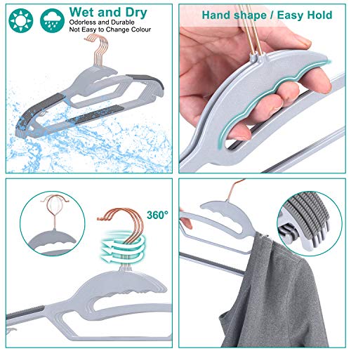 Gray S-Shaped Plastic Hangers Pack of 50 Non-Slip Closet Organizers