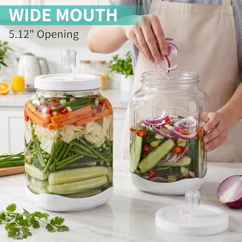 2-Pack 1.5 Gallon Glass Fermentation Jars with Airlock Lid - Home Brewing & Food Storage