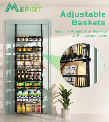 Mefirt Black 8-Tier Over The Door Pantry Organizer Wall Mount Spice Rack