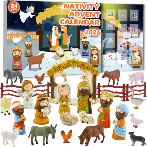 Nativity Advent Calendar 2026 Kids Christmas Nativity Set 24 Figures