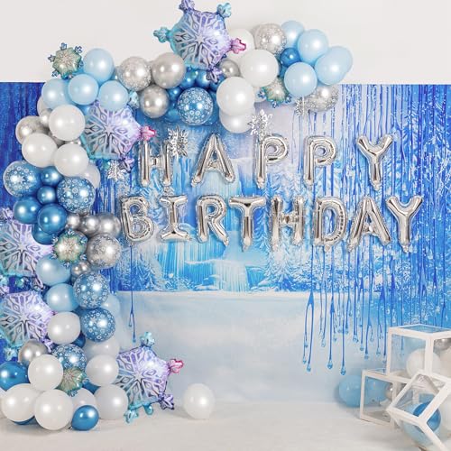 WRBAJIS 5Pcs Colorful Snowflake Foil Balloons Set - 21.26x24.02in Winter Wonderland