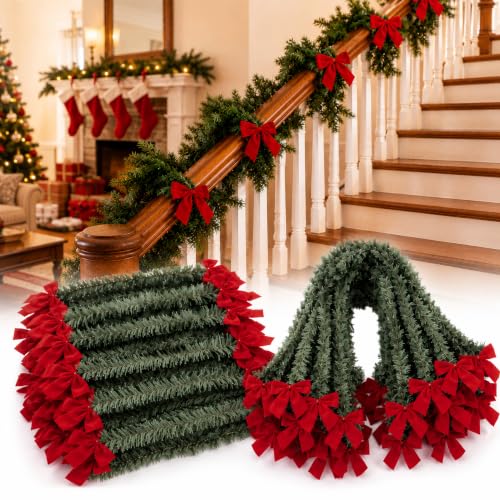 Yinder 30 Pcs 20-Inch Christmas Garland Twist Ties with Red Bow for Holiday Decor
