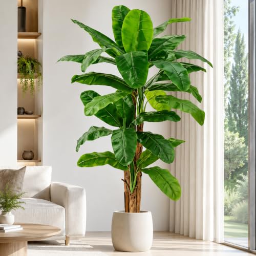 Keeplush 8ft Extra Tall Artificial Banana Tree with 24 Large Leaves, Indoor Outdoor Decor