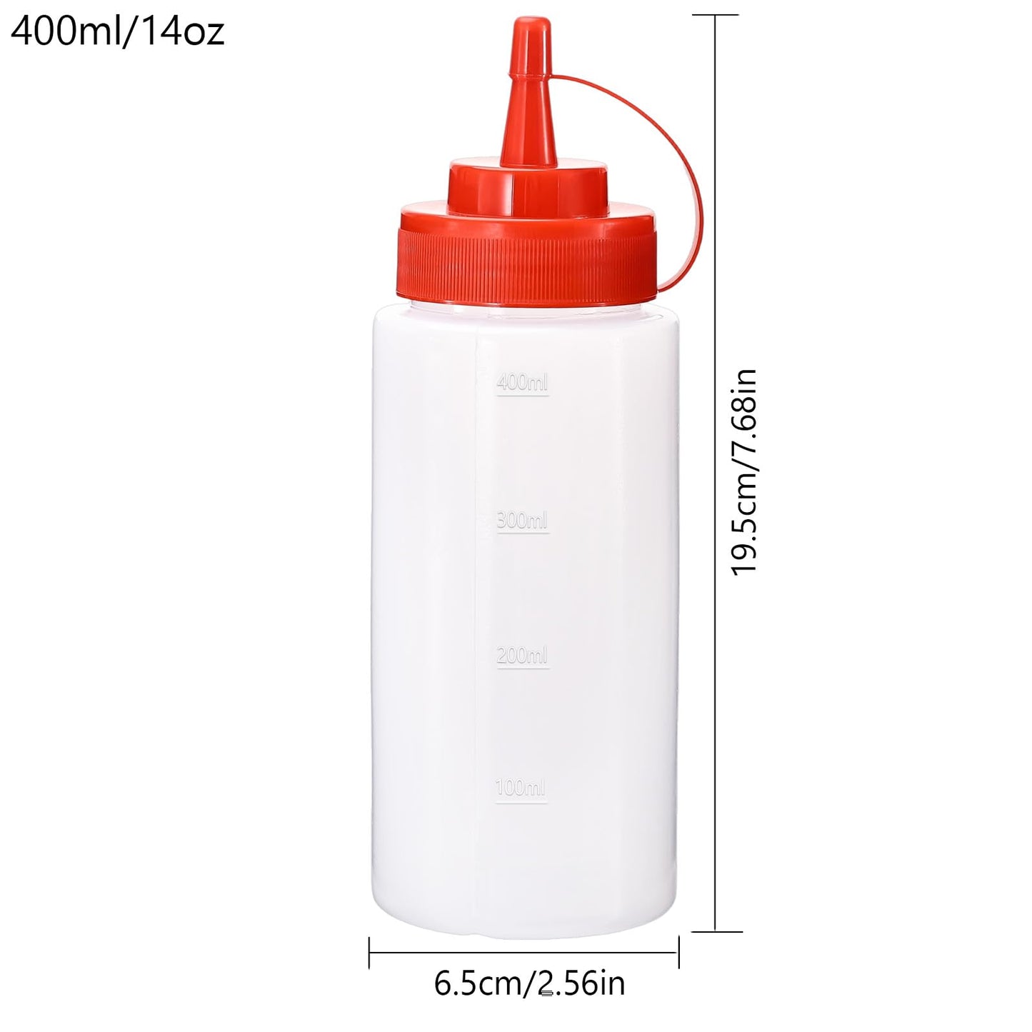 Katfort Squirt Bottles for Sauces Ketchup Bottles Squeeze, 2 Pack 12oz Condiment Squeeze Bottles for Liquids BBQ Dressing Pancake Art, Plastic Sauce Bottle with Cap Lid