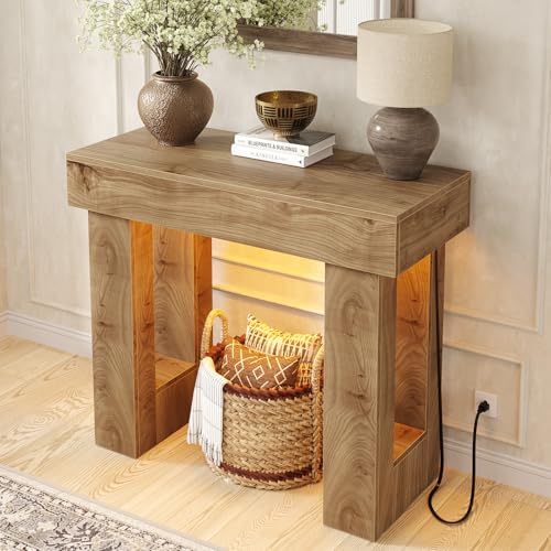 Unikito 39-Inch Entryway Console Table with Sensor Light, USB-C & Power Outlets