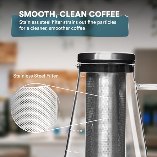 Airtight Cold Brew Coffee Maker 1.5L with Tea Infuser - 51 Ounces
