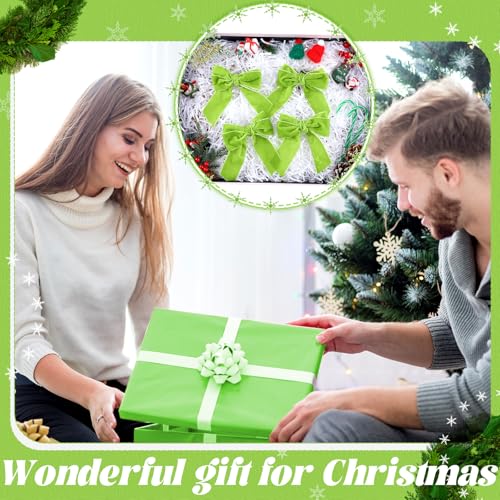 Maxdot 12 Pcs Bow Napkin Rings Set, Velvet Napkin Holders Buckles 4 x 4.9 Inch Serviette Rings for Family Dinner, Wedding, Party, Banquet, Table Decorations (Green)