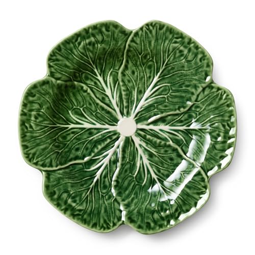 Large Green Cabbage Dinner Plates - Set of 4 11-Inch Garden Leaf Tableware