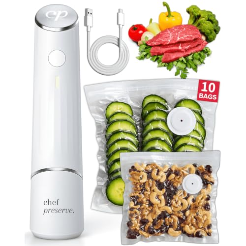 Handheld Vacuum Sealer with 10 Reusable Food Bags - Compact Food Saver Machine