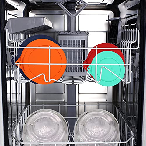 Silicone Replacement Lids for Glass Bowls - 8 Pack, Includes Red, Orange, Mint, Navy