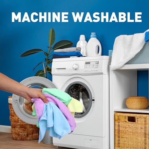 TEAWOO Microfiber Towels Bulk 400 Pack - 5 Colors, 12x12 Inches, Reusable & Soft Cleaning Cloths