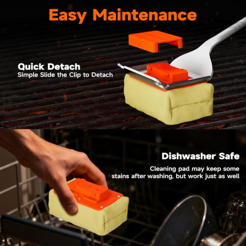 Bristle-Free Grill Brush with Steam & Kevlar Head - BBQ Cleaner, Orange (Variation of THIS listing)