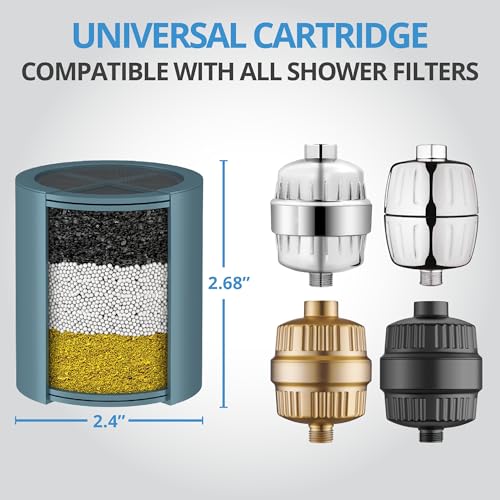 weAQUA Shower Filter Replacement Cartridge 4-Pack - Fits Standard Housings