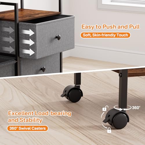 Baby Diaper Caddy Organizer Rolling Cart with Dividers and Drawers - Grey