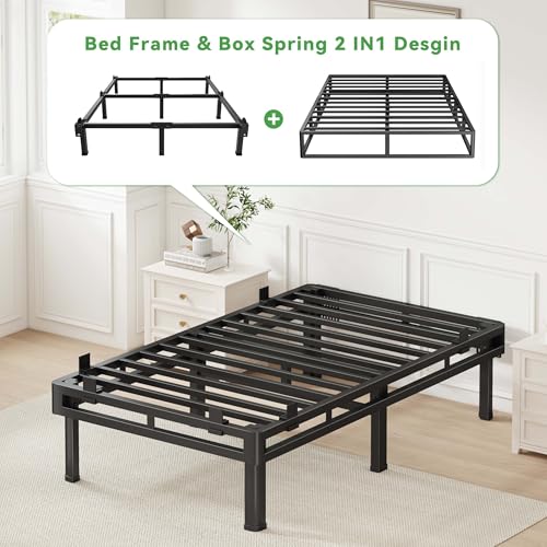Twin Bed Frame 14 Inch Metal Platform Bed with Box Spring 2-in-1 Design - Variation of THIS listing