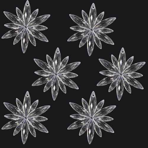6 Pcs Acrylic Snowflake Ornaments Transparent Crystal Snowflake Christmas Tree Ornaments Pendant, for Christmas Winter Theme Party DIY Decoration, 2.5Inches