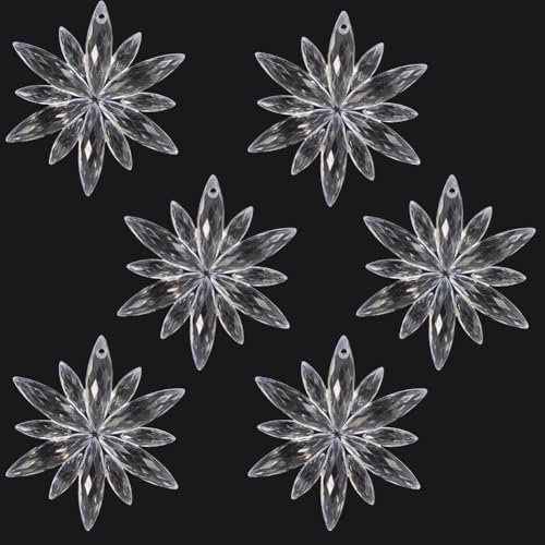 6 Pcs Acrylic Snowflake Christmas Ornaments - Transparent Holiday Tree Decorations