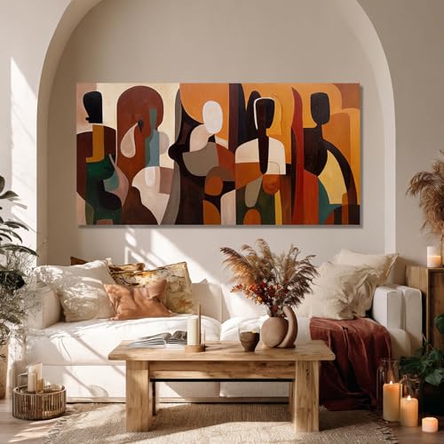GAIDUOMAI Brown Geometric Wall Art 24x48 Inch Framed for Living Room Office