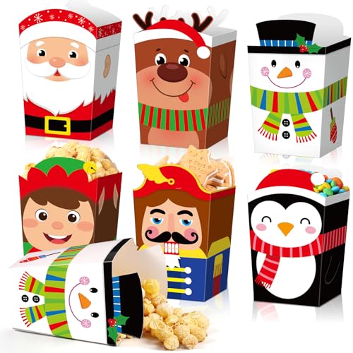 Reindeer Christmas Popcorn Boxes 60 Pack Treat Candy Holders Holiday Party Supplies