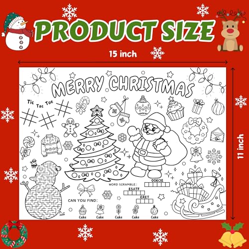 Zoyeven Christmas Disposable Coloring Placemats 45pcs Holiday Kids Crafts