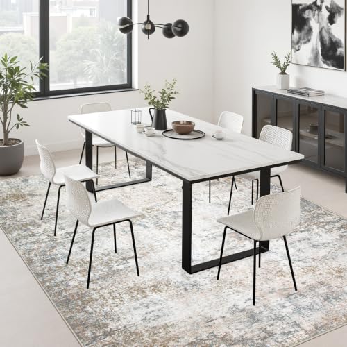 FXRHLP 8x10 Brown Grey Washable Modern Abstract Area Rug - Non-Slip Indoor Carpet