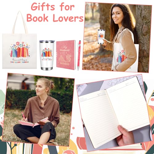 Book Lover Gift Set with 20oz Stainless Steel Tumbler Notebook Tote & Pen