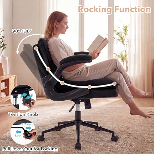 Giantex Criss Cross Chair with Flip-up Arms, Ergonomic Legged Office