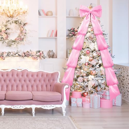 Knitgrip Extra Large Pink Satin Christmas Bow 118x28in - Giant Tree Topper