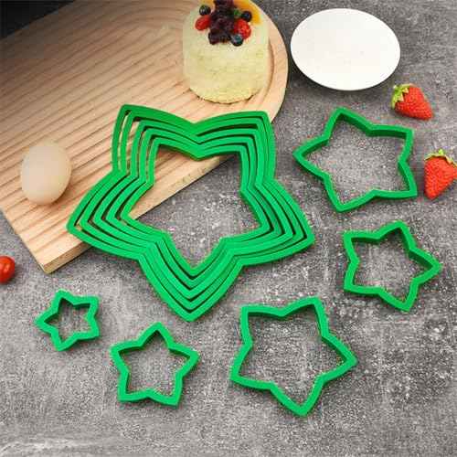 Christmas Tree Cookie Cutter Set,10PCS Star Cookie Cutters Assorted Sizes Plastic Star Shapes Biscuit Pastry Molds for Christmas Tree Gift Cookie Tower