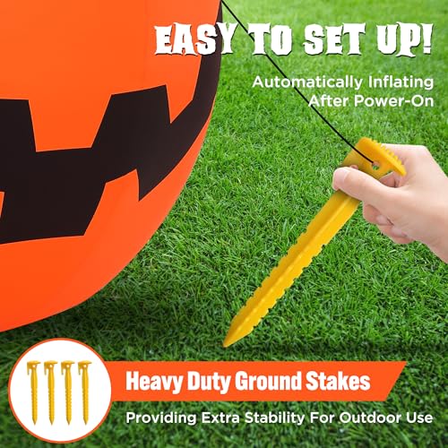 10 FT Giant Inflatable Pumpkin Halloween Outdoor Decoration with LED Lights