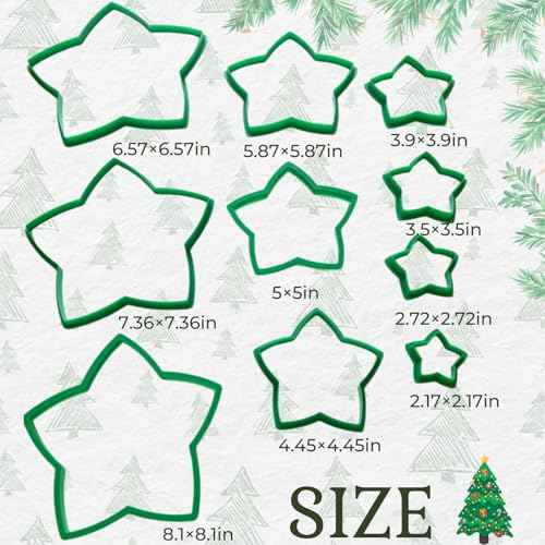 Christmas Tree Cookie Cutter Set,10PCS Star Cookie Cutters Assorted Sizes Plastic Star Shapes Biscuit Pastry Molds for Christmas Tree Gift Cookie Tower