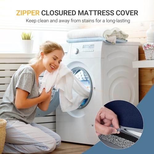 Blue Full Size Foldable Memory Foam Mattress Topper - 4 Inch Trifold Portable Bed