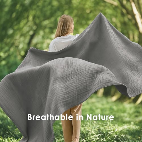 EMME Oversized Cotton Blanket for King Bed - 120x94 Grey, Breathable & Soft