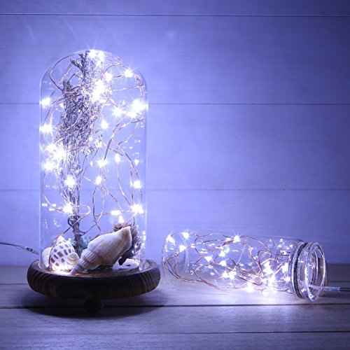 ANJAYLIA 4 Pack Fairy Lights, 10ft 30 LED String Lights Battery Operated Waterproof Cool White Moon Lights on Silver Wire Firefly Lights for DIY, Home Decor, Party