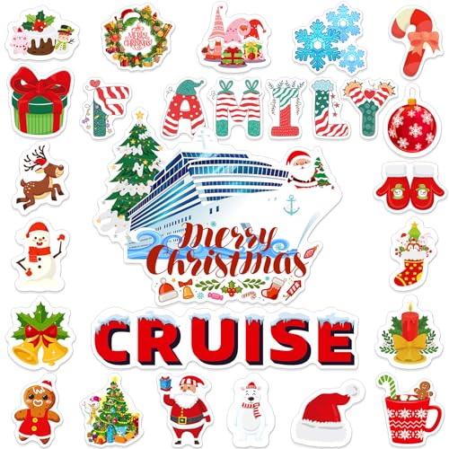 Christmas Cruise Door Magnets - 27 Pcs Holiday Magnetic Decorations for Boats & Yachts