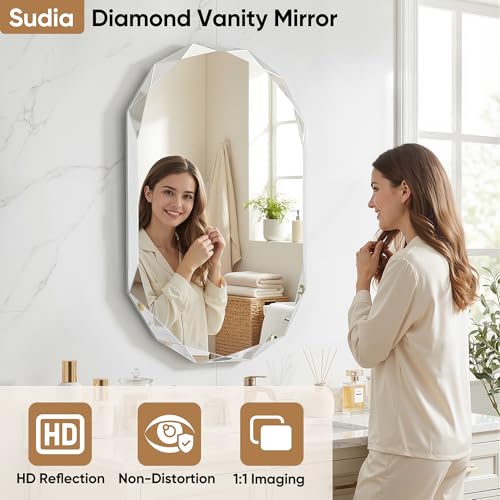 36''x24'' Oval Frameless Bathroom Mirror with Beveled Edge - Suidia 5mm HD Glass