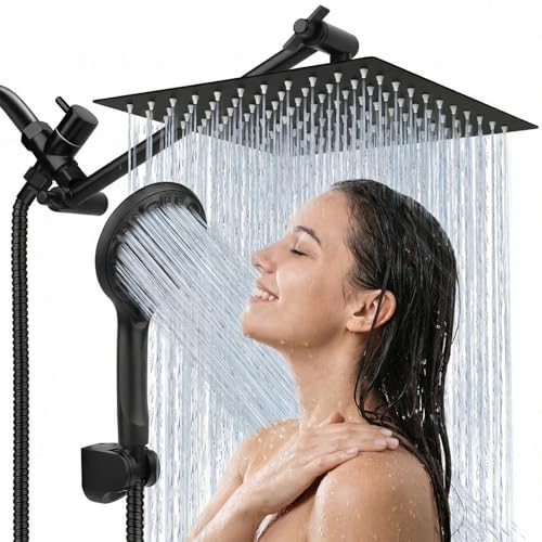12-Inch High Pressure Rainfall & Handheld Shower Combo - Matte Black Variation