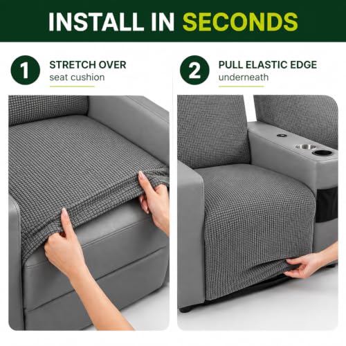 Grey RV Recliner Covers Set of 4 for Loveseat - Microfiber Fit for Thomas Payne RV Seating