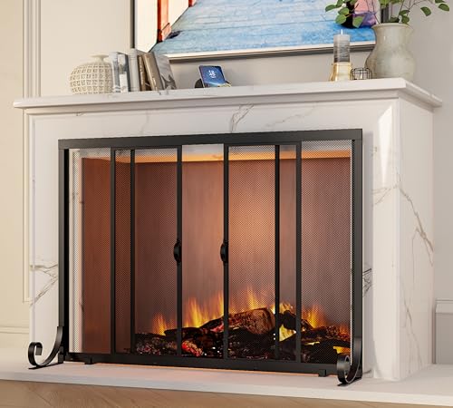 Fire Beauty Sliding Wrought Iron Fireplace Hearth Screen 37.8 x 30.7 Inch Variation of THIS listing