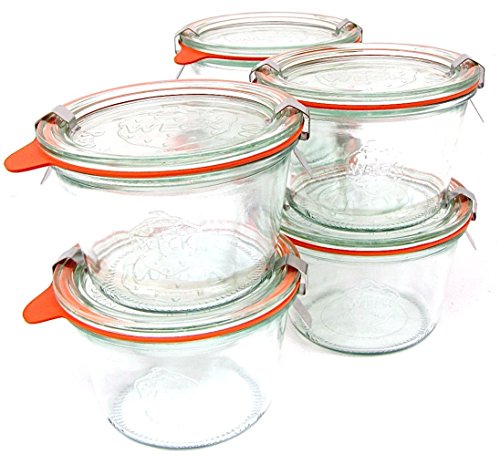 Weck 0.25L Glass Mold Jars with Lids, Rings & Clamps - Food Storage Set