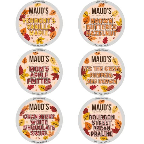 Maud's Fall Flavored Coffee Pods Variety Pack - 42 Count, 6 Assorted Flavors - Fall Edition