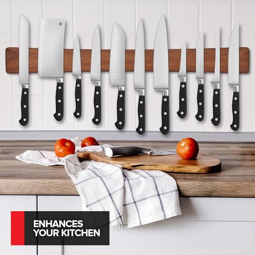Modern Innovations 24 Inch Acacia Wood Magnetic Knife Strip - Kitchen Organizer
