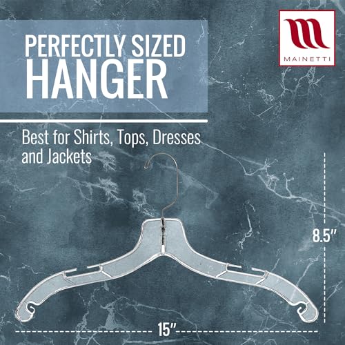 Mainetti 17in Clear Plastic Shirt Hangers with Swivel Hook - 100 Pack