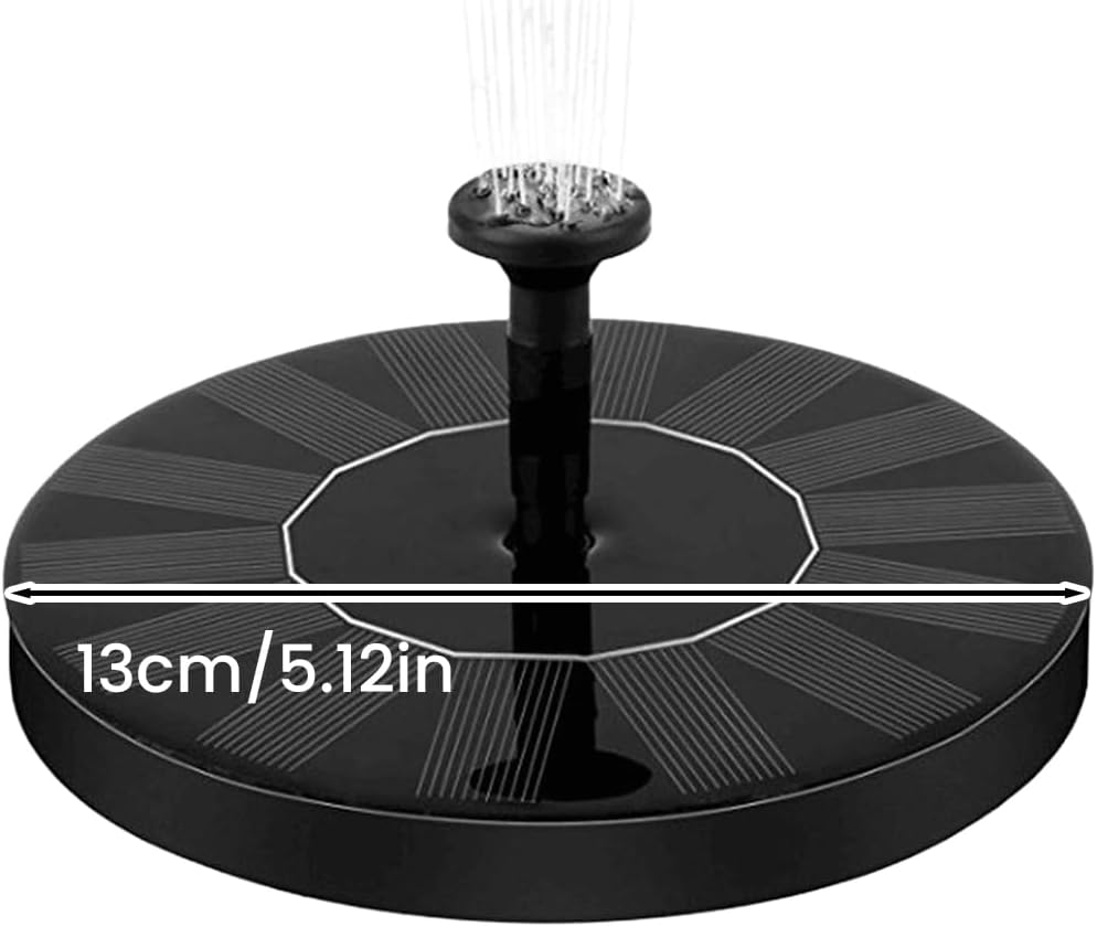 Solar Fountain - Mini Floating Water Fountain with 6 Nozzles for Bird Bath, Garden & Pond (5.1 Inch)